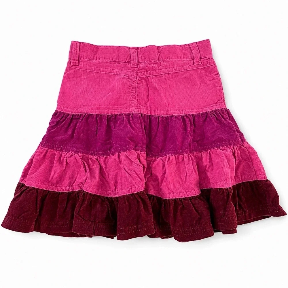 The Children's Place Corduroy Tiered Ruffle Skirt Pink Girls 5 Cowgirl Boho NWT